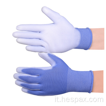 Glove di lavoro di palma da PU anti-statico di costruzione in poliestere Hespax